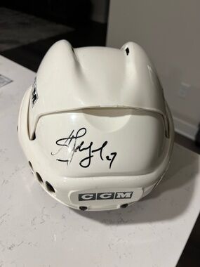 CCM Helmet White Size Large Signed By Alexei Kovalev #27. No COA. Smeared. Used.